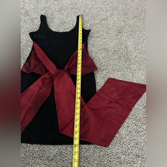 QUONTUM England M Vintage 80’s Tank Stretch Dress Big Red Iridescent Bow Accent - Picture 10 of 14
